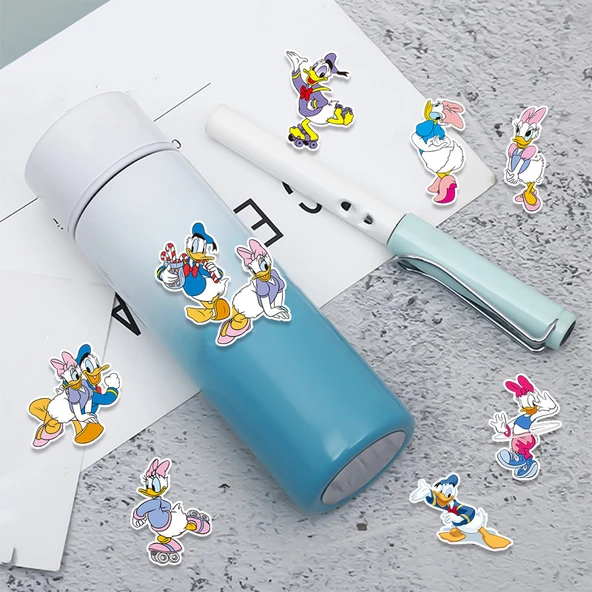 Çizgi Film Donald Duck ve Daisy Sticker Seti - 50 Adet - PVC Malzeme - 11