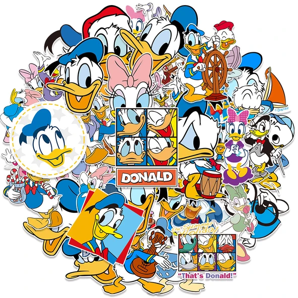 Çizgi Film Donald Duck ve Daisy Sticker Seti - 50 Adet - PVC Malzeme