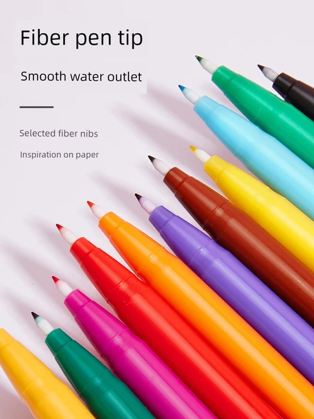 Su Bazlı Lif Kalem Seti - Makaron Renk Sistemi - 0.5+mm - 12 Adet - 3