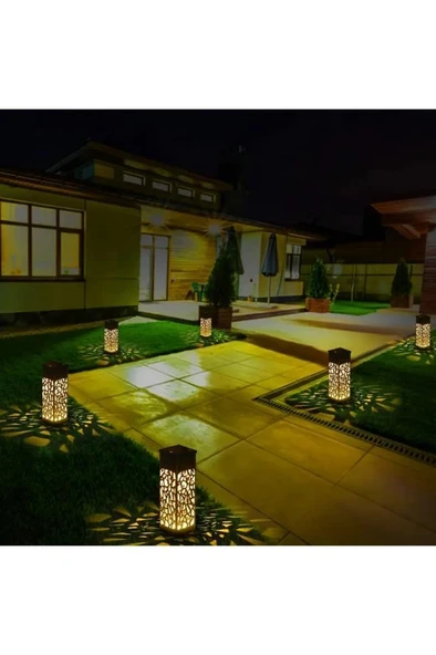 6 Adet Solar Bahçe Çim Saksı Lamba Güneş Enerjili Sarı Işık Teras Balkon Peyzaj Yolu Aydınlatma - 7