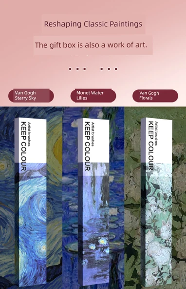 Gouache Akrilik Yağlı Boya Fırça Seti - Van Gogh Yıldız + Katı Sulu Boya 48 Renk + Araçlar 26 Parça Set - 12