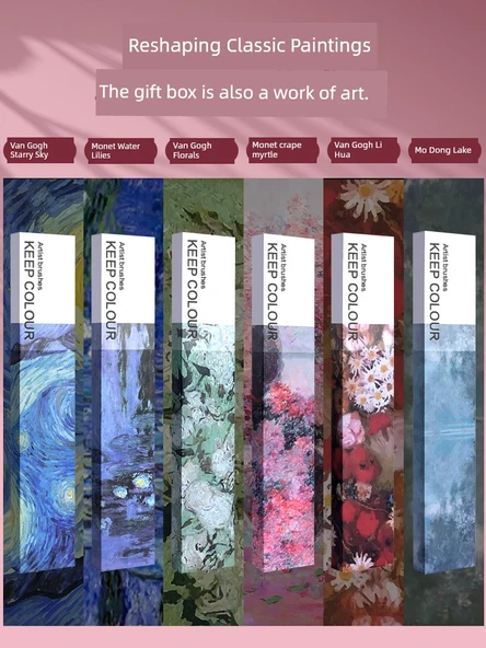 Gouache Akrilik Yağlı Boya Fırça Seti - Van Gogh Yıldız + Katı Sulu Boya 48 Renk + Araçlar 26 Parça Set - 3