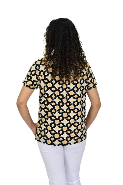 Kadın Kısa Kol Baskılı Bluz BGL-ST04700 - Resim 5