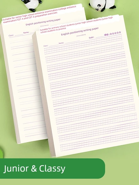 İngilizce Yazma Pratik Kağıdı - İngilizce Dikte Kağıdı (50 yaprak/kitap) - Model 3 - 6