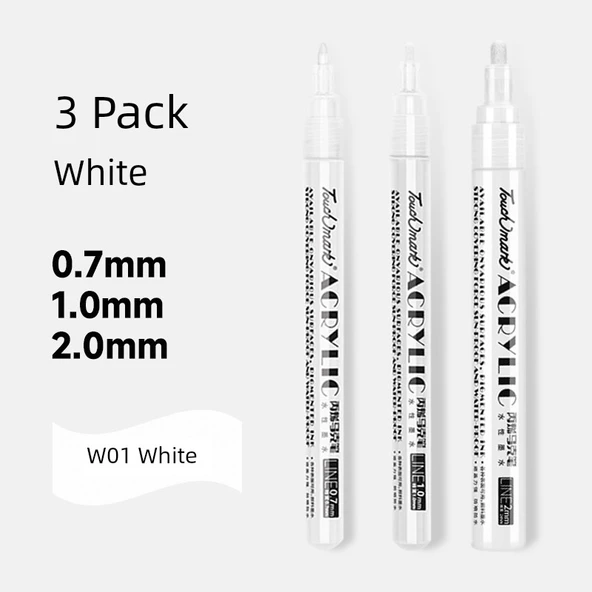 Metalik Marker Kalemi - 3 Beyaz [0.7/1.0/2.0mm]