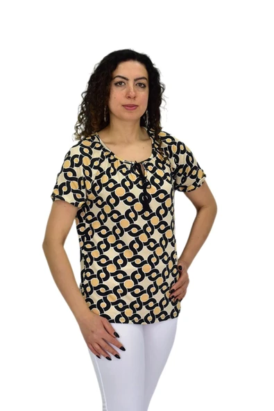 Kadın Kısa Kol Baskılı Bluz BGL-ST04700 - Resim 4