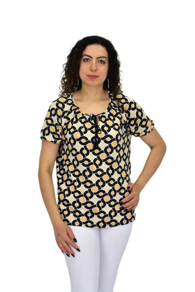 Kadın Kısa Kol Baskılı Bluz BGL-ST04700 - Resim 2