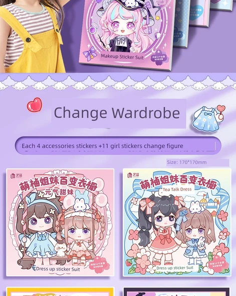 Prenses Kostüm ve Makyaj Çıkartma Kitabı - 4 Adet 100-Değişim Makyaj 1 (Araçlar Dahil) - Resim 7