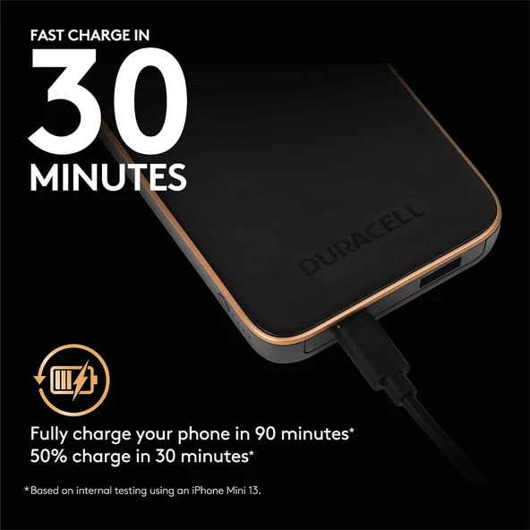 Duracell 10.000MAH Powerbank Pd 18W (USB-A, USB-C) - Siyah - Resim 5