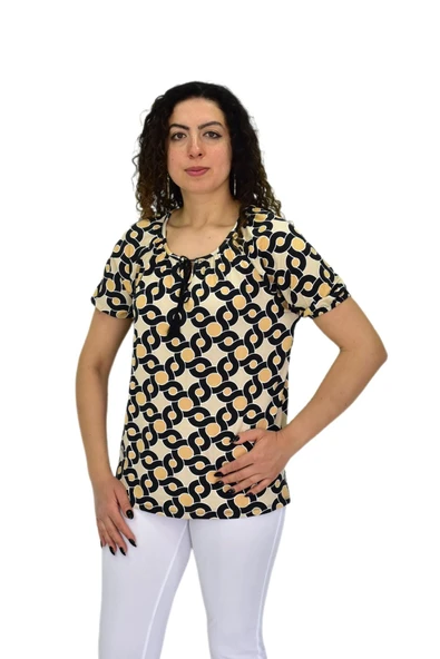 Kadın Kısa Kol Baskılı Bluz BGL-ST04700 - Resim 3