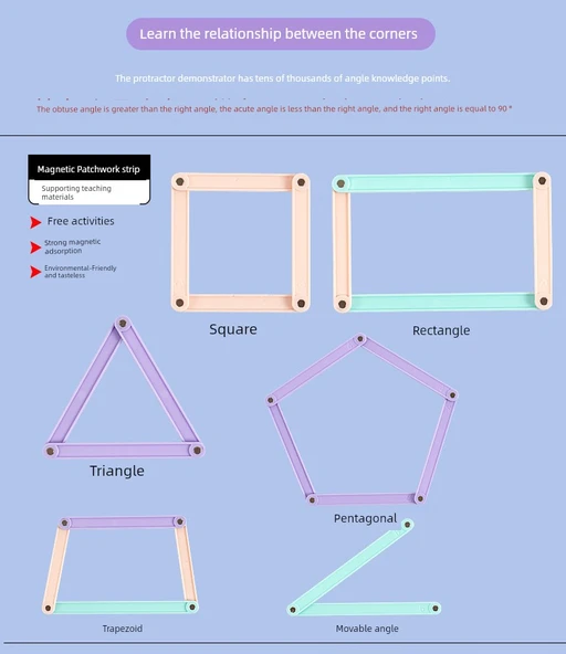 Geometrik Poligon Öğretim Araçları - Kutu - 20 Parça - 12