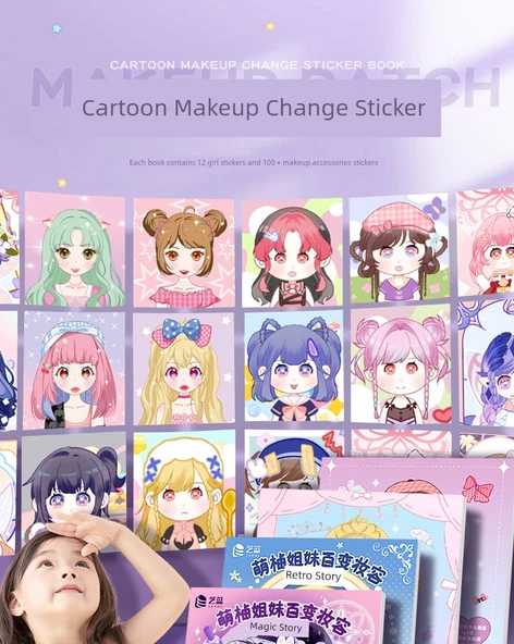 Prenses Kostüm ve Makyaj Çıkartma Kitabı - 4 Adet 100-Değişim Makyaj 1 (Araçlar Dahil) - Resim 6