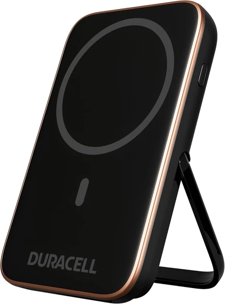 Duracell manyetik güç bankası, 5000 mAh, Magsafe uyumlu, hızlı şarj, katlanır stantlı kablosuz Powerbank , iPhone, iPad, Android, Samsung ve Airpods için ince harici pil ürün görseli