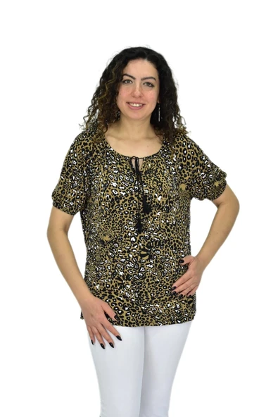 Kadın Kısa Kol Baskılı Bluz BGL-ST04702 - Resim 2