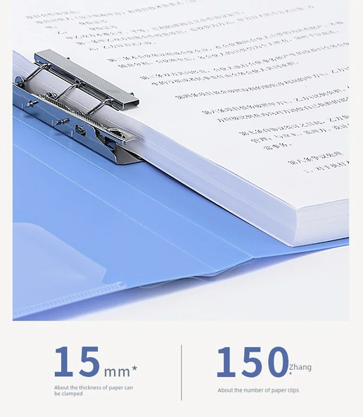 A4 Dosya Klasörü - Uzun Tek Güç Klipsi Cebi - Mavi - 5'li Paket - 9