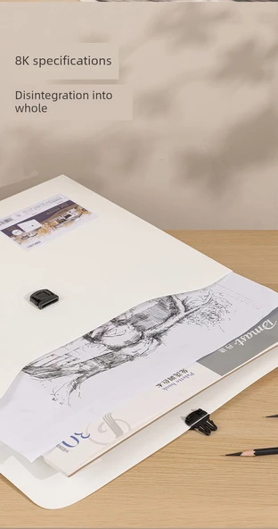 Sanat Portföy Çantası - 8K - Buzlu Beyaz Resim Çantası - 7