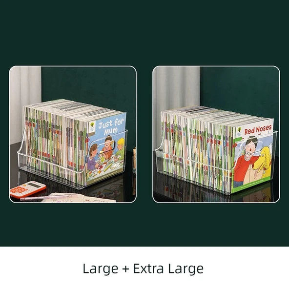 Akrilik Kitap Tutucu Masa Düzenleyici - Büyük + Ekstra Büyük
