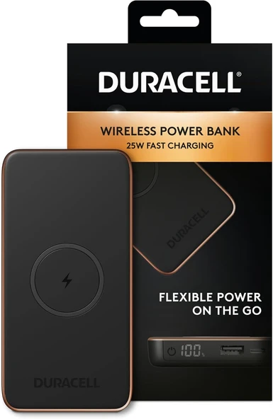 Duracell 10.000Mah Wireless Powerbank CORE10 Pd 25W (USB-A, USB-C) - Siyah - Resim 2