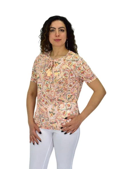 Kadın Kısa Kol Baskılı Bluz BGL-ST04703 - 3