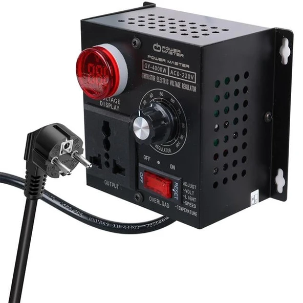 PowerMaster PM-21013 10-100V AC 4000 Watt 15A Hız Işık Kontrolü Motor Sürücü Voltaj Regülatör - 2