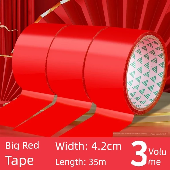 Düğün Xi Karakteri Bantı - Yeni Yıl Bantı - Kırmızı 42mm * 35m [Hacim 3]