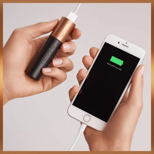 Duracell 3350 mAh Powerbank - Bakır/Siyah (Duracell Türkiye Garantili) - 3