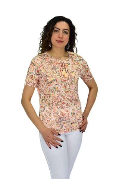 Kadın Kısa Kol Baskılı Bluz BGL-ST04703 - 4