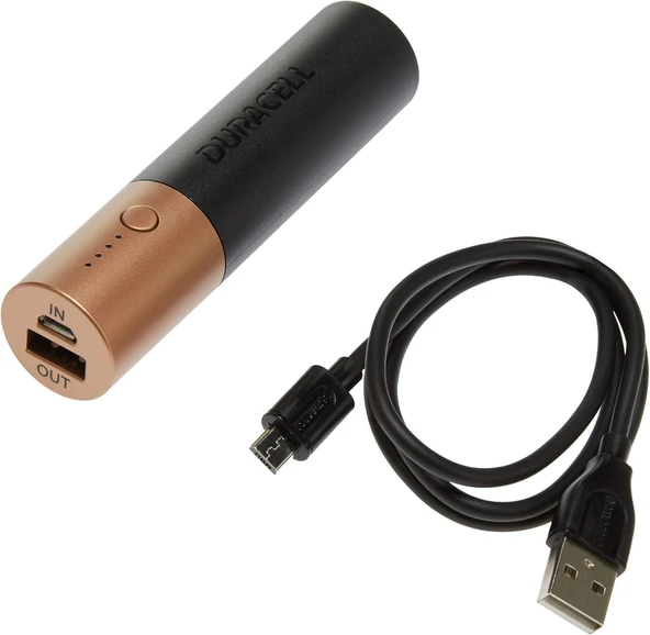 Duracell 3350 mAh Powerbank - Bakır/Siyah (Duracell Türkiye Garantili)