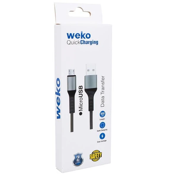 Weko WK-22023 USB To Micro USB Örgülü Lacivert Telefon Şarj Kablosu - Resim 2