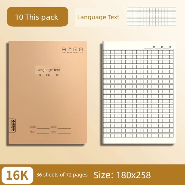 16K Kalınlaştırılmış Dil Metni Defteri - 10'lu Paket