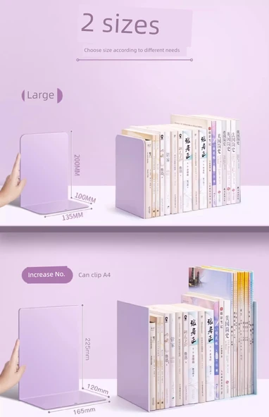 Metal Kitap Tutucu - İnci Beyaz - 2 Parça - 9