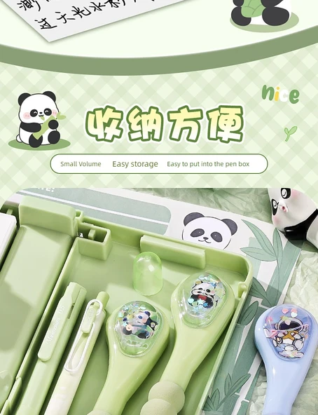 Yumuşak Tutma Su Etiketi Düzeltme Bandı - Panda Panda + Sevimli Yunus + Gökkuşağı Pony 9 Paket/54 m - 11