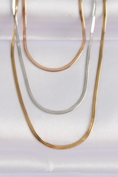 316L Çelik 3 Renkli İtalyan Zincir Çoklu Kolye - TJ-BKO8641 ürün görseli