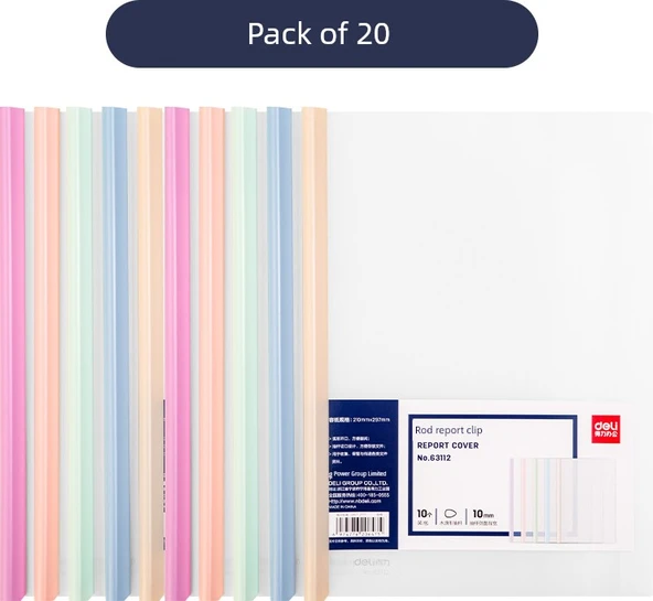 A4 Depolama Kitabı - Kalınlaştırılmış - 20 Paket - Macaron Renk Sistemi - Su Damlası Çubuğu - 5 Renk - 10mm Arka Genişlik