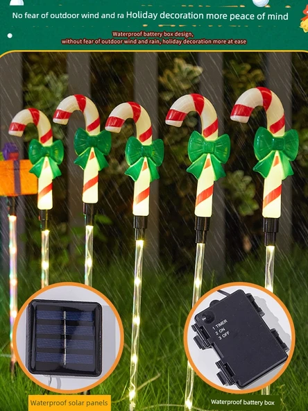 Renkli Noel Dekorasyon Işıkları - Noel Krampusu - Güneş Enerjili - 5
