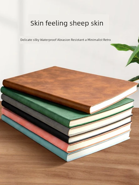 Minimalist Koyun Derisi A5 Retro Yatay Çizgili Şık Defter - A5 Basit 2 kopya | Siyah (160 sayfa/kitap) - 2