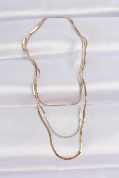 316L Çelik 3 Renkli İtalyan Zincir Çoklu Kolye - TJ-BKO8641 - Resim 2