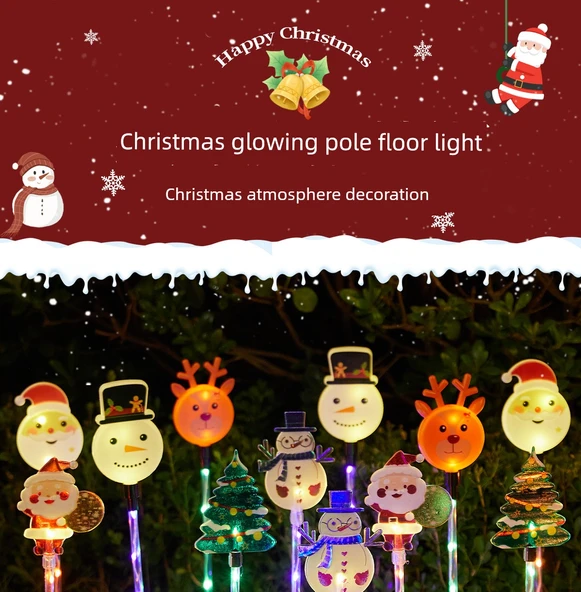 Renkli Noel Dekorasyon Işıkları - Kardan Adam Noel Ağacı - Güneş Enerjili - 7