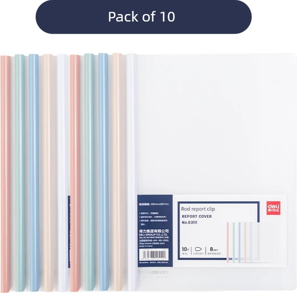 A4 Depolama Kitabı - 10 Paket - Morandi Renk Sistemi - Su Damlası Çubuğu - 5 Renk - 8mm Arka Genişlik