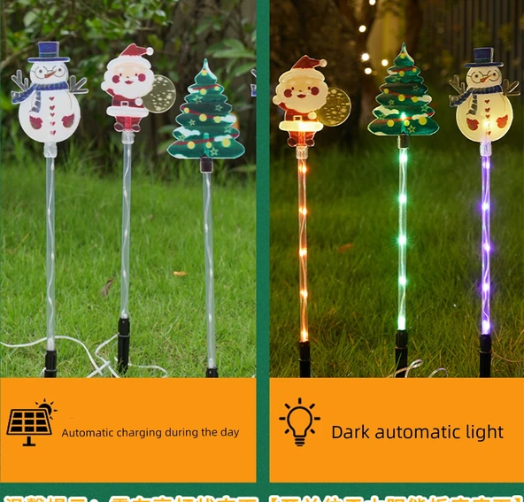 Renkli Noel Dekorasyon Işıkları - Noel Ağacı Kardan Adam - Güneş Enerjili - 10