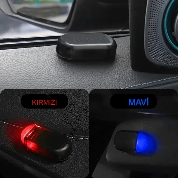 Araç Alarm Işığı Solar Enerjili LED Yanıp Sönen Hırsızlık Önleyici Sahte Güvenlik Uyarı Sistem - 6