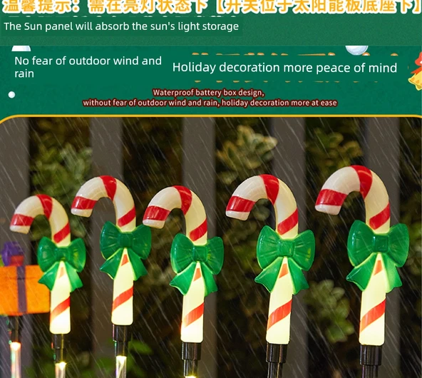 Renkli Noel Dekorasyon Işıkları - Hibrit Noel Baba - Güneş Enerjili - 11