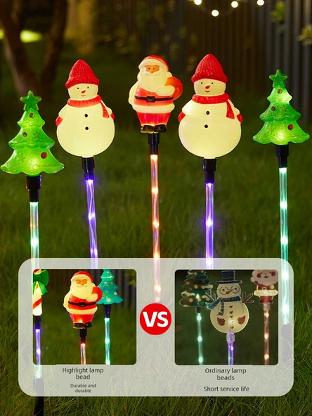 Renkli Noel Dekorasyon Işıkları - Hibrit Noel Baba - Güneş Enerjili - 3