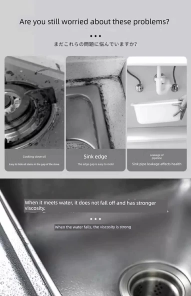Su Geçirmez Mutfak Lavabo Sızdırmaz Bant - Ekstra Kalın Alüminyum Folyo 20 Metre x 3cm - 8