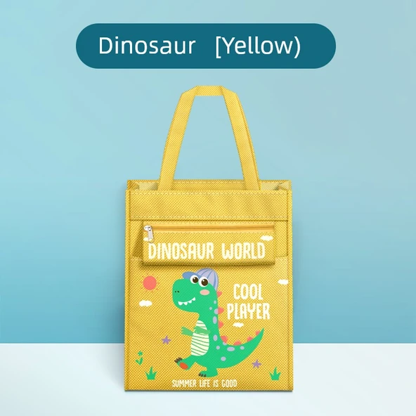 Çocuklar için Tuval Sanat Portföyü Çanta - Dinozor Sarısı