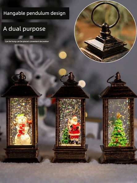 Noel Işıklı Kar Müzik Kutusu - Küçük Yuvarlak Kardan Adam - Beyaz - 4