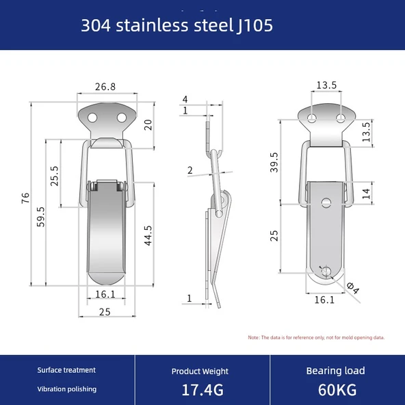 304 Paslanmaz Çelik Kilit Tokası - J105