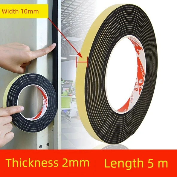 Kapı Pencere Yalıtım Şeridi - Sünger 2mm Kalınlık 10mm Genişlik 5m Uzunluk