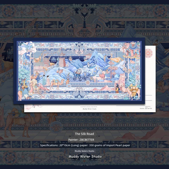 Dunhuang Tarzı İnci Yatay Kartpostallar - Kırmızı Malikanenin Anı - 7