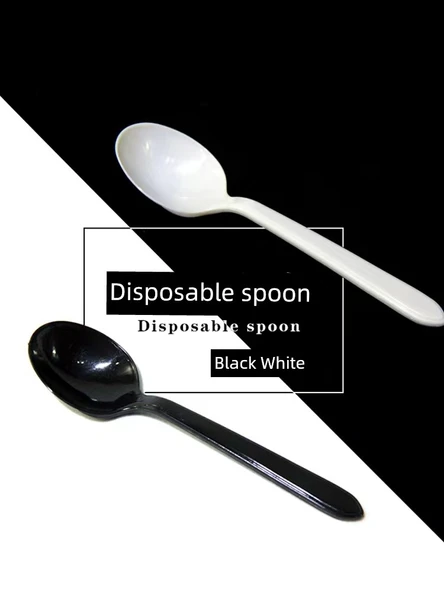 Tek Kullanımlık Plastik Kaşık - Beyaz Yuvarlak Başlık 500 (Bireysel Ambalaj) - 3